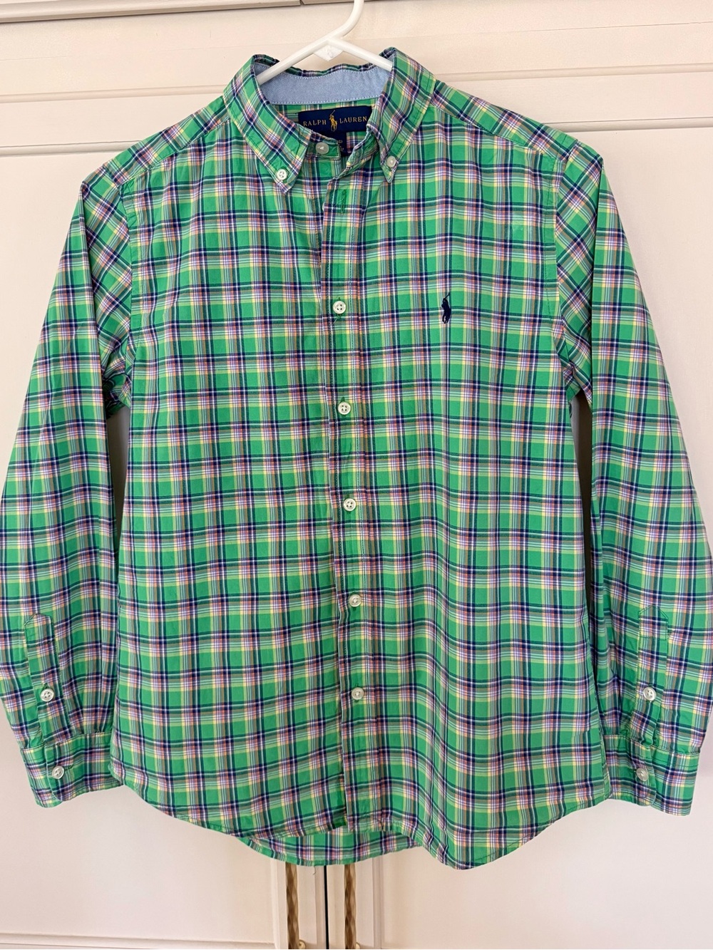 Ralph Lauren Green Plaid Button-Down Shirt Kids L
